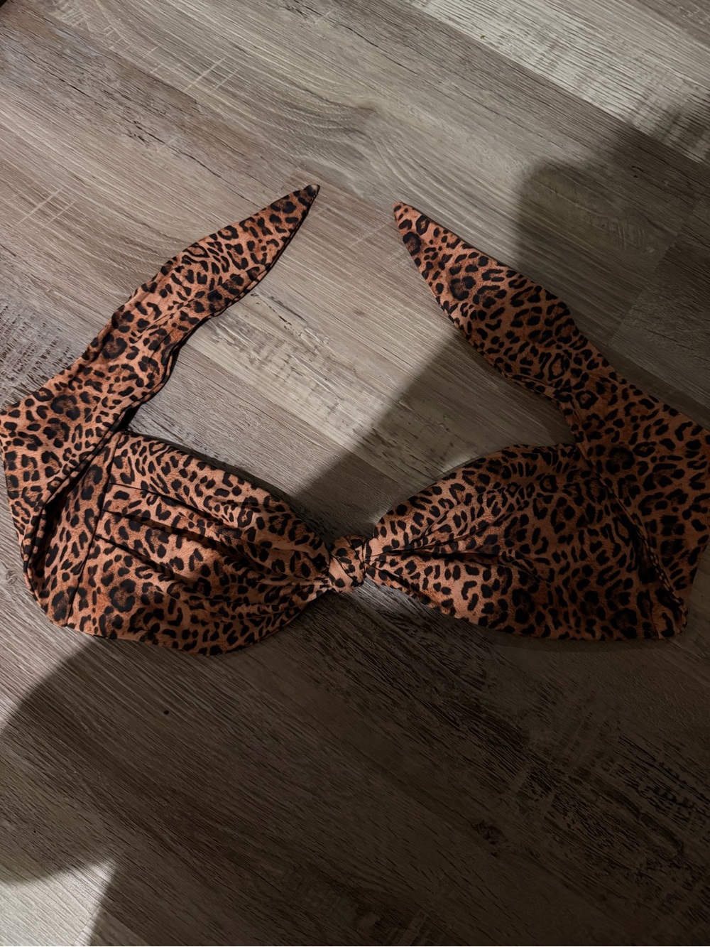 Skatie Leopard Print Knot Strapless Bikini - Brown and Black